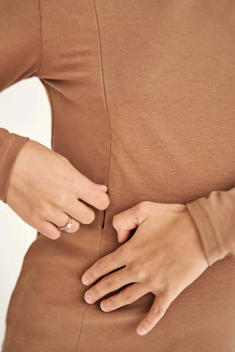 Basic Long Sleeve Cotton Sweater for Pregnant and Nursing Moms 4374041