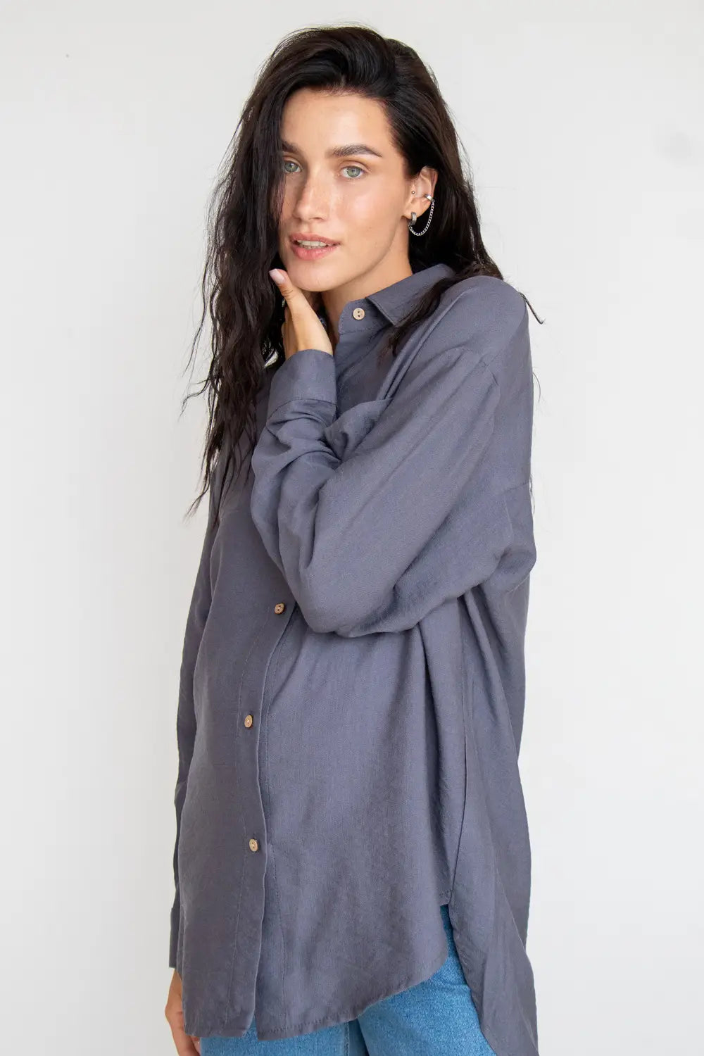 Maternity Oversized Cotton Blouse (Shirt) 2101711
