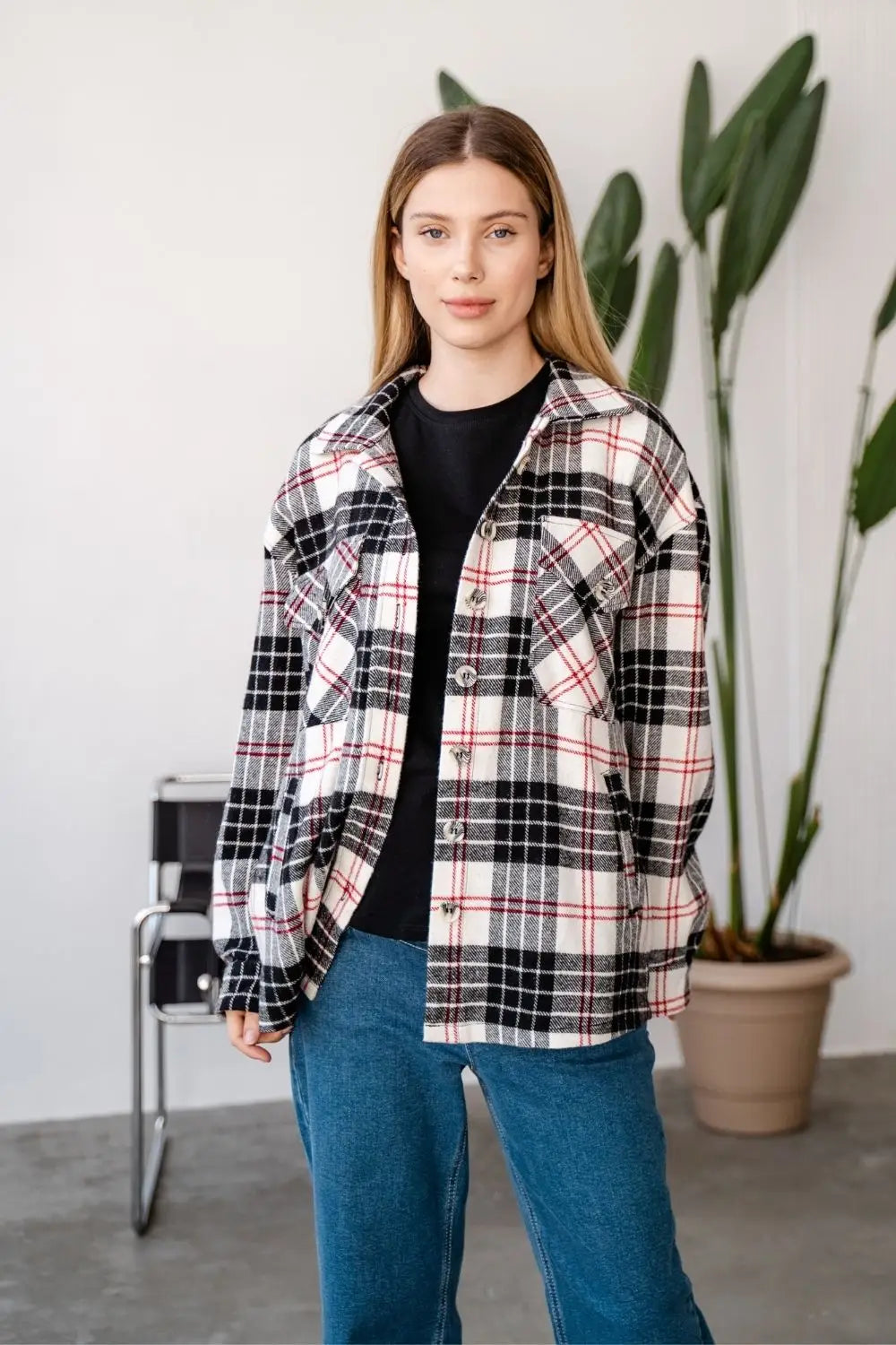 Maternity Oversized Checkered Shirt 4368222