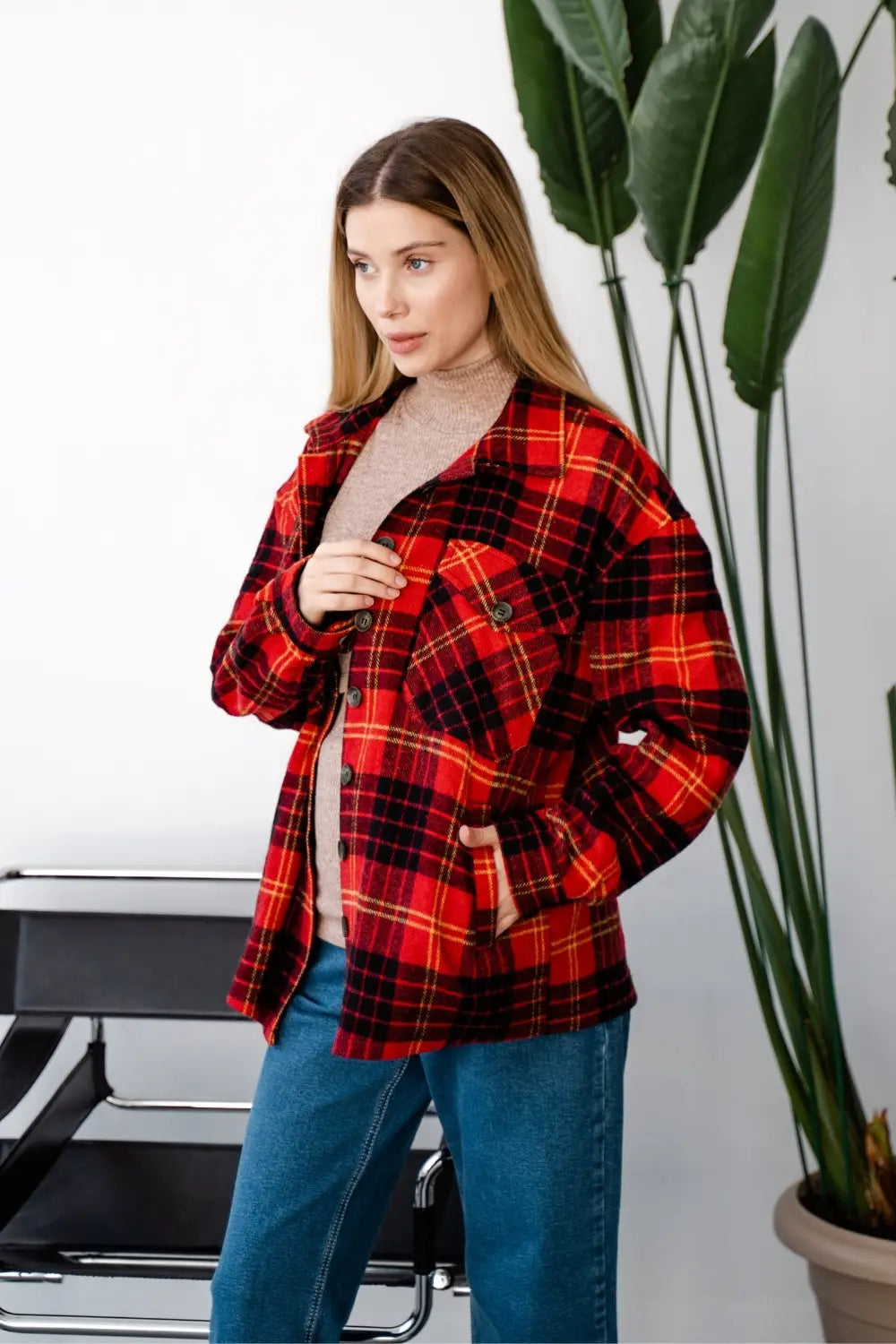 Maternity Oversized Checkered Shirt 4368222