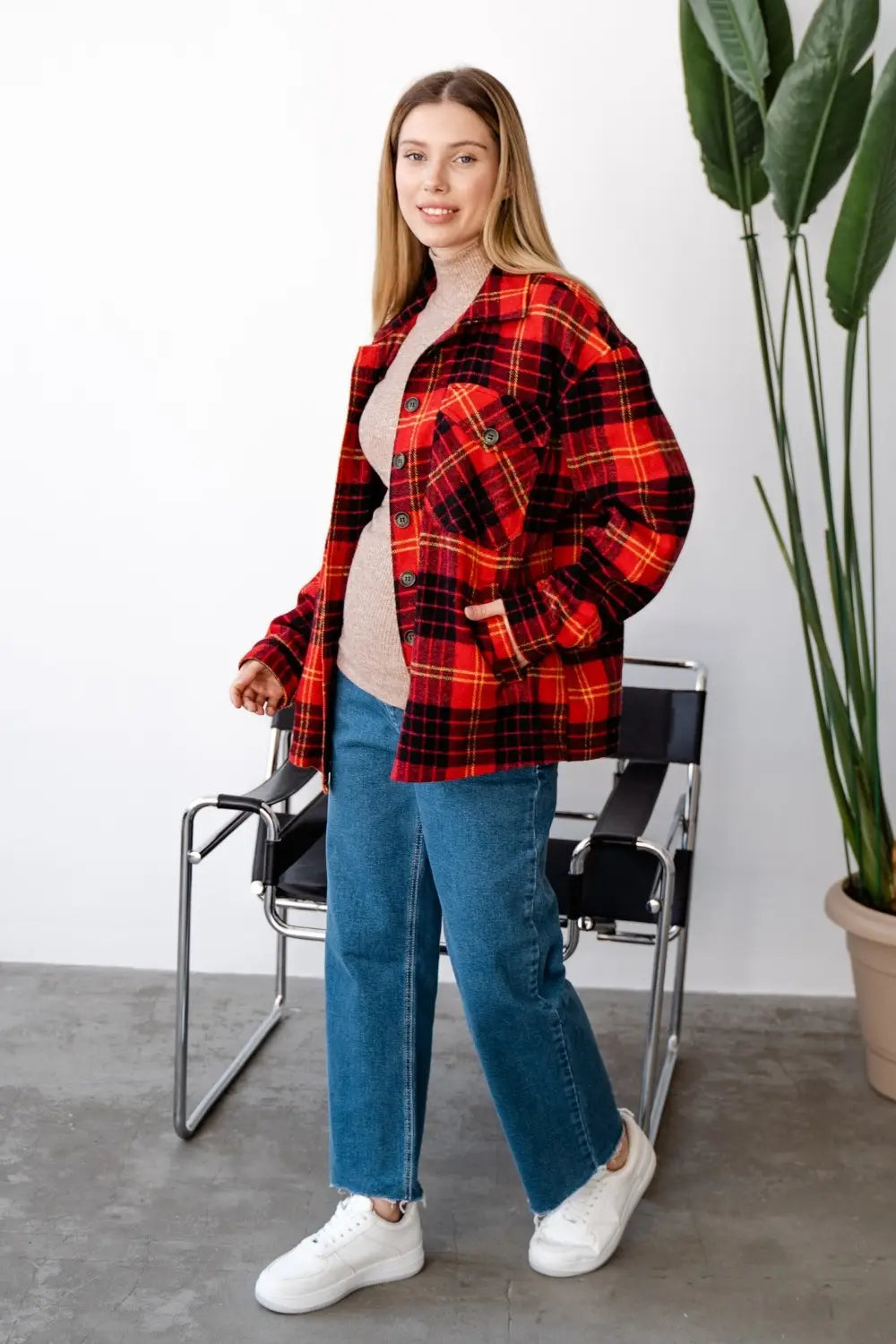 Maternity Oversized Checkered Shirt 4368222