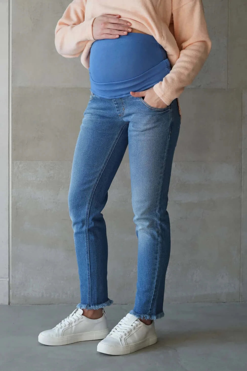 Blue Maternity Jeans with Belly Band