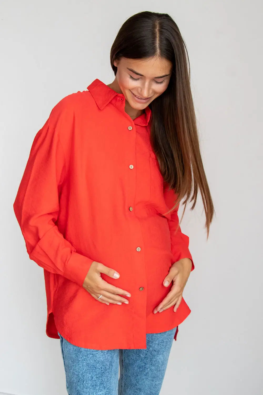 Maternity Oversized Cotton Blouse (Shirt) 2101711