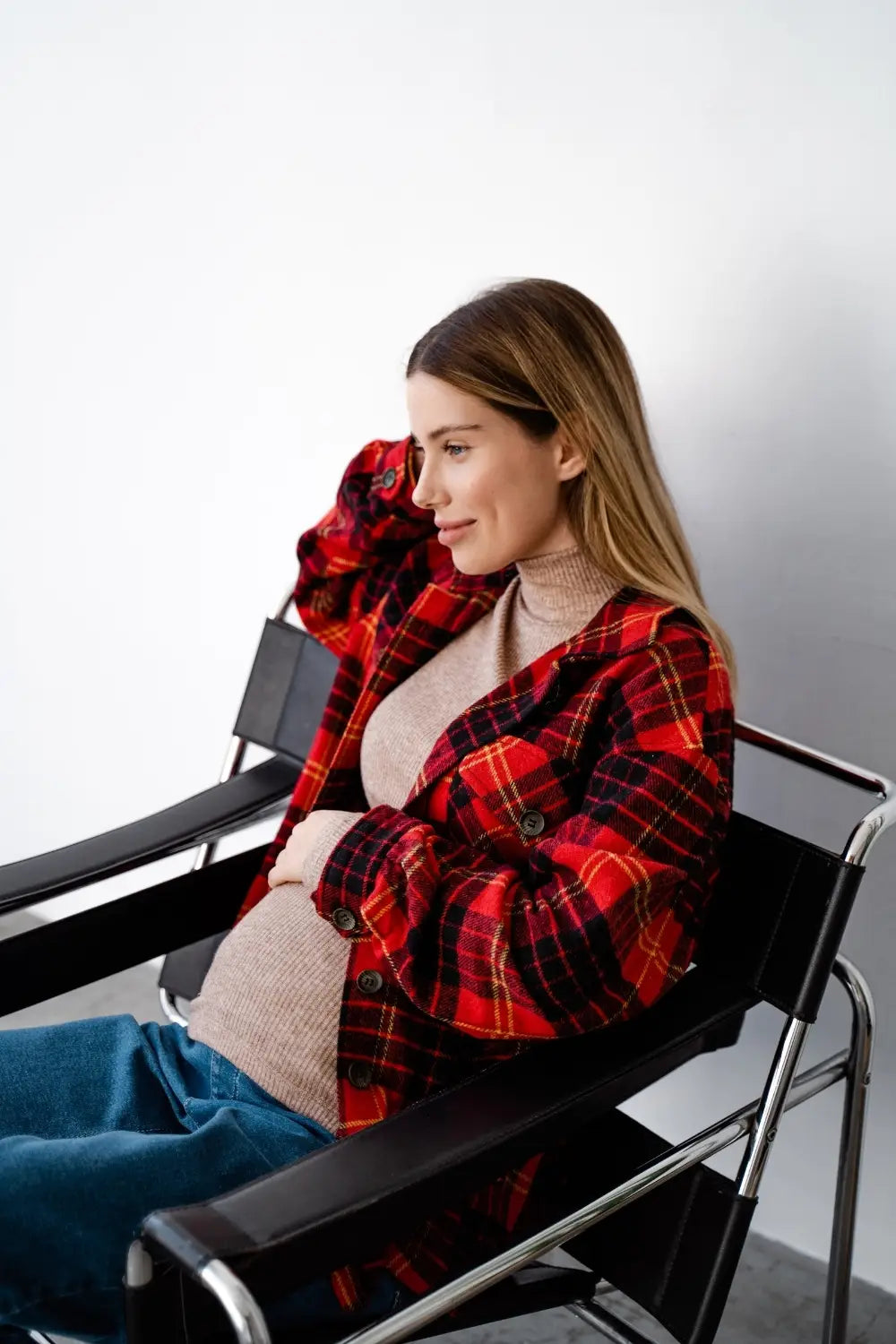 Maternity Oversized Checkered Shirt 4368222