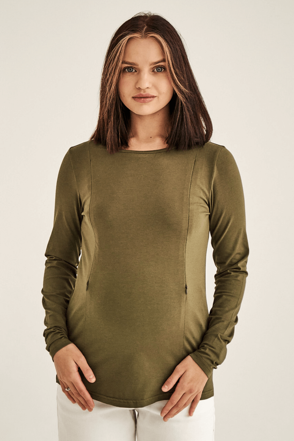 Basic Long Sleeve Cotton Sweater for Pregnant and Nursing Moms 4374041