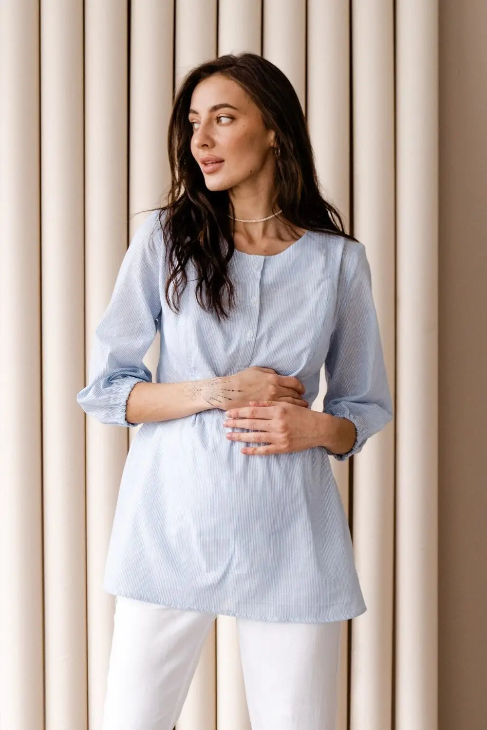 Maternity Loose-Fit Cotton Blouse (Shirt) 4317737