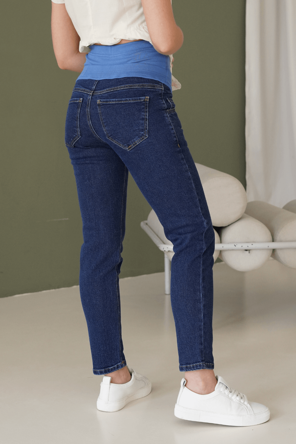 Blue Maternity Jeans with Belly Band