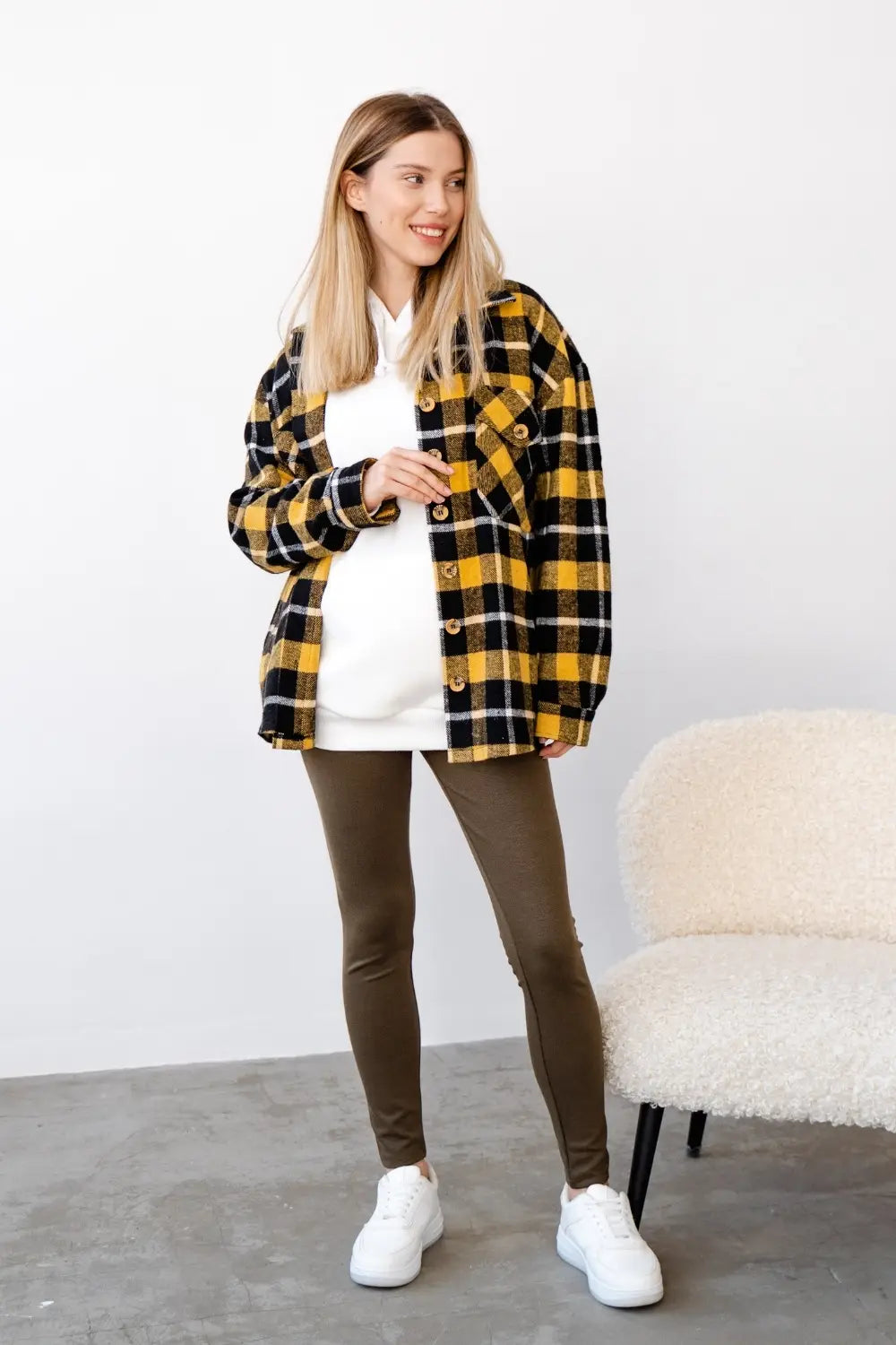 Maternity Oversized Checkered Shirt 4368222