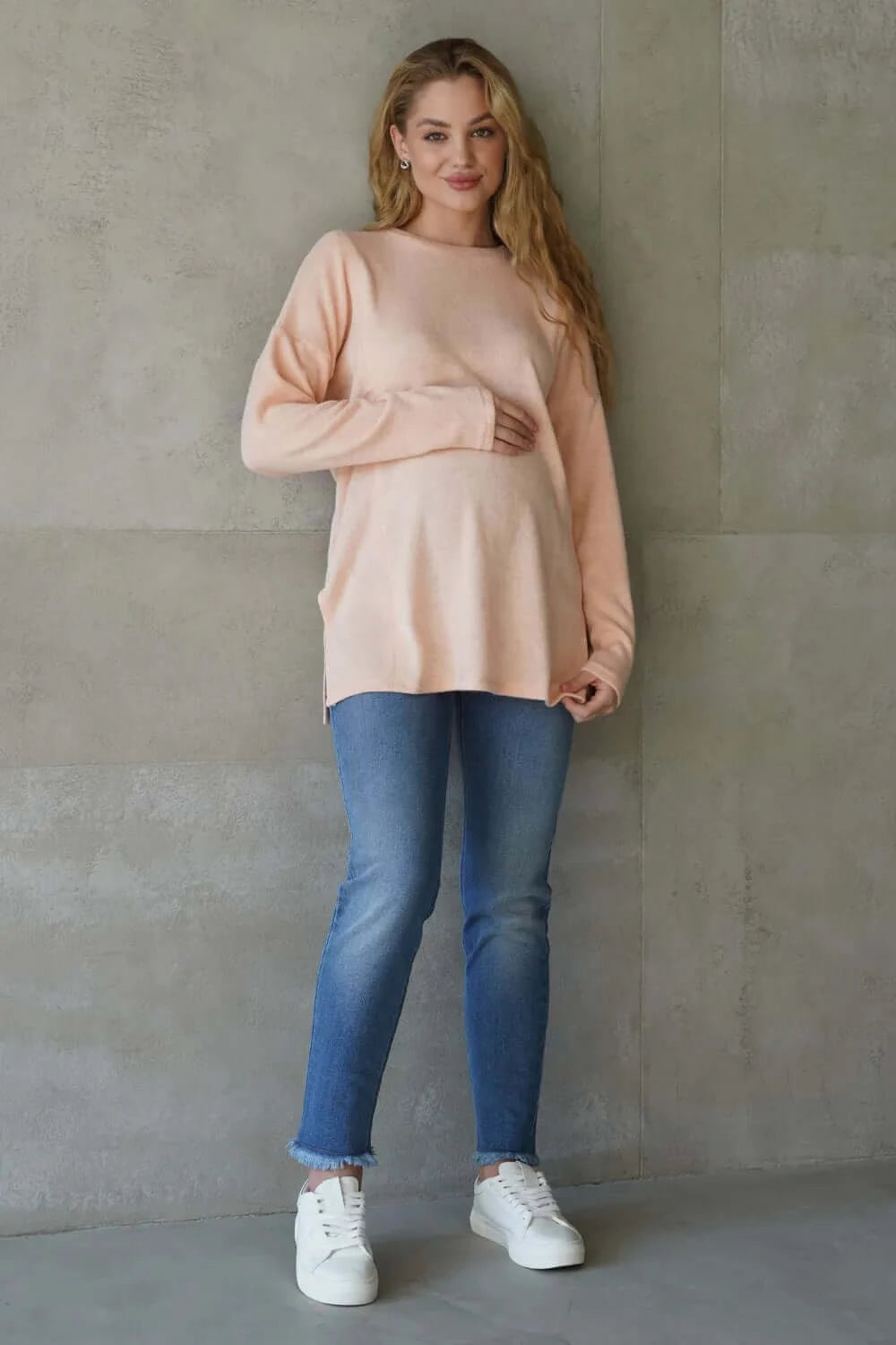 Blue Maternity Jeans with Belly Band