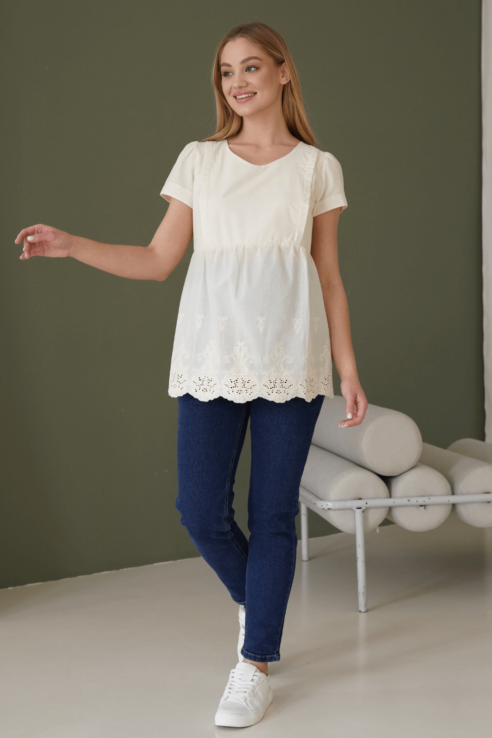 Blue Maternity Jeans with Belly Band