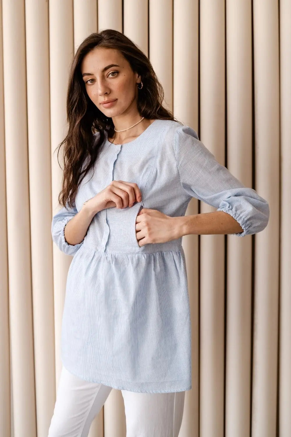Maternity Loose-Fit Cotton Blouse (Shirt) 4317737