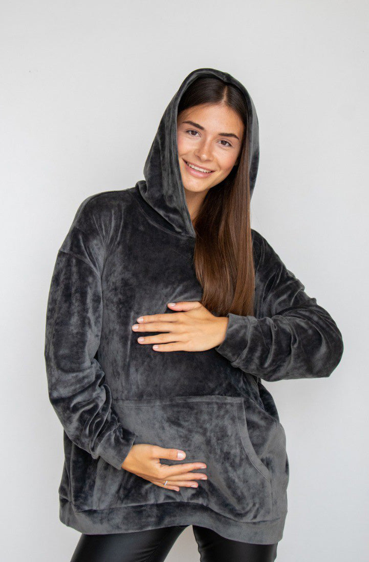 Warm Plush Hoodie for Pregnant and Nursing Moms 4460764