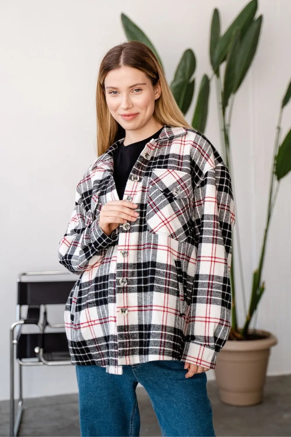 Maternity Oversized Checkered Shirt 4368222