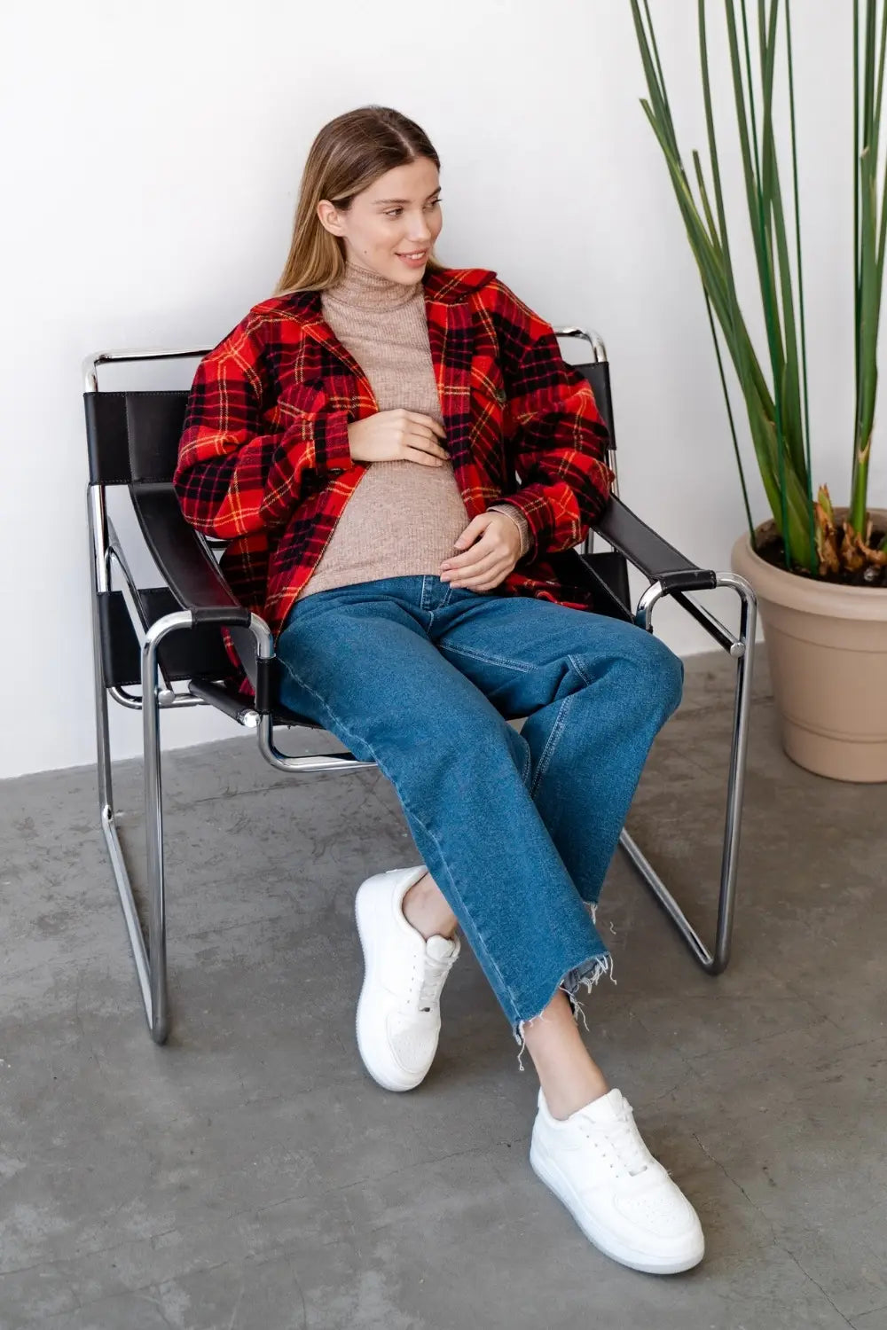 Maternity Oversized Checkered Shirt 4368222