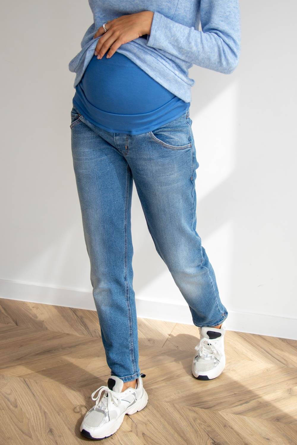 Blue Maternity Jeans with Belly Band