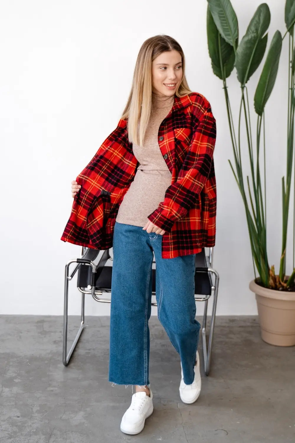 Maternity Oversized Checkered Shirt 4368222