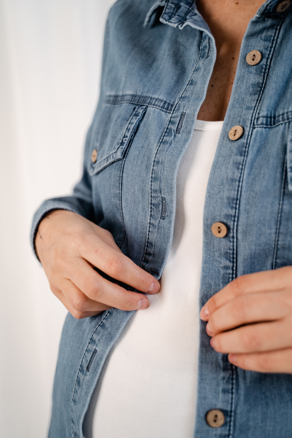 Maternity Classic Cut Denim Blouse (Shirt)