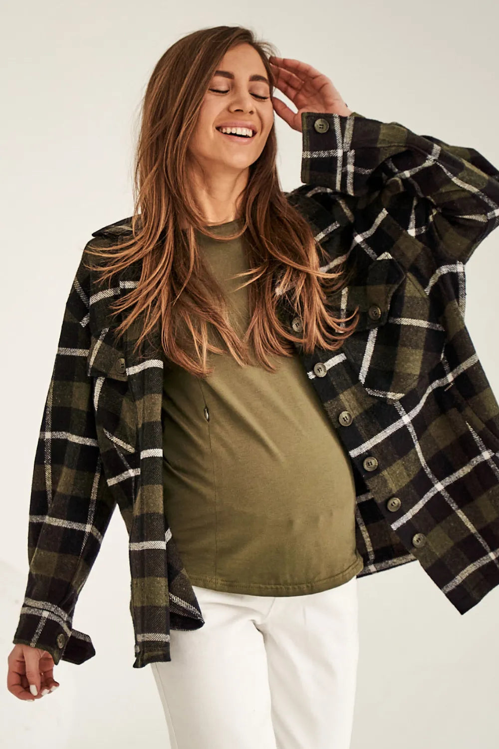Maternity Oversized Checkered Shirt 4368222