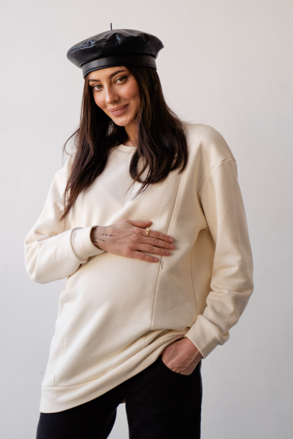 Oversized Basic Sweatshirt for Maternity and Nursing Moms 4355114