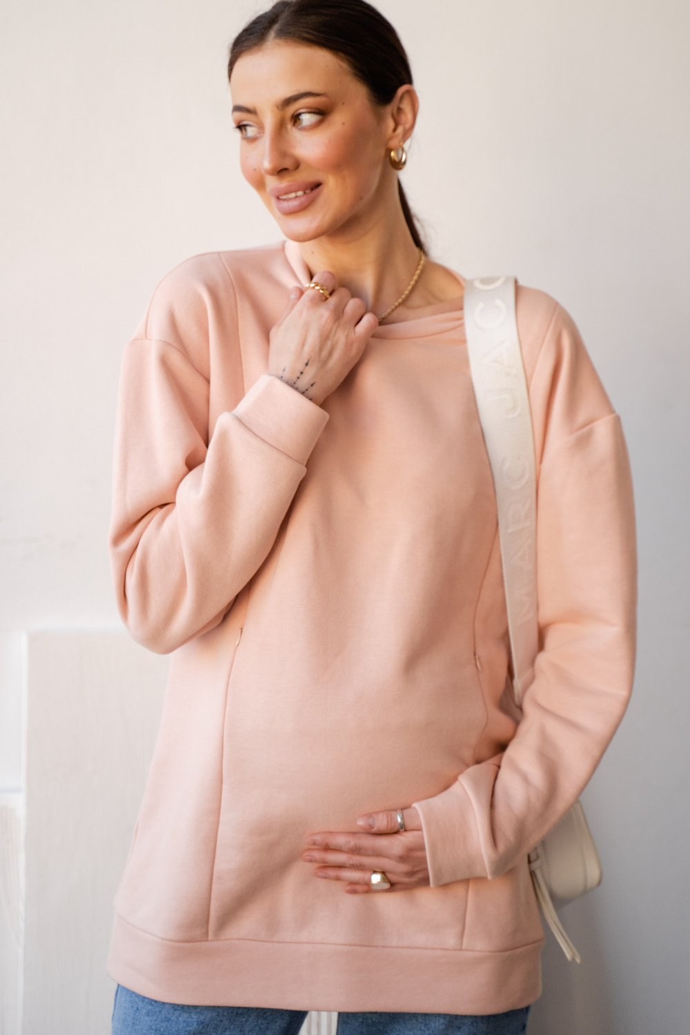 Oversized Basic Sweatshirt for Maternity and Nursing Moms 4355114