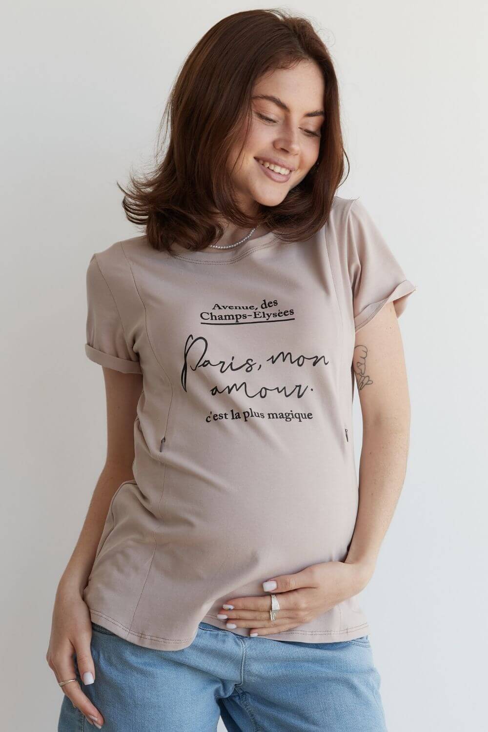 Maternity and Nursing Basic Silhouette Print T-shirt 3180041-75