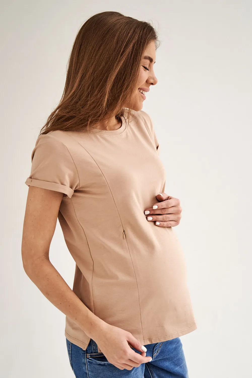 Maternity Basic T-shirt with Zippers for Nursing 3180041