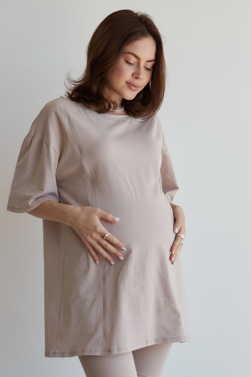 Maternity Oversized Extended-Length Basic Cotton T-shirt 4332041