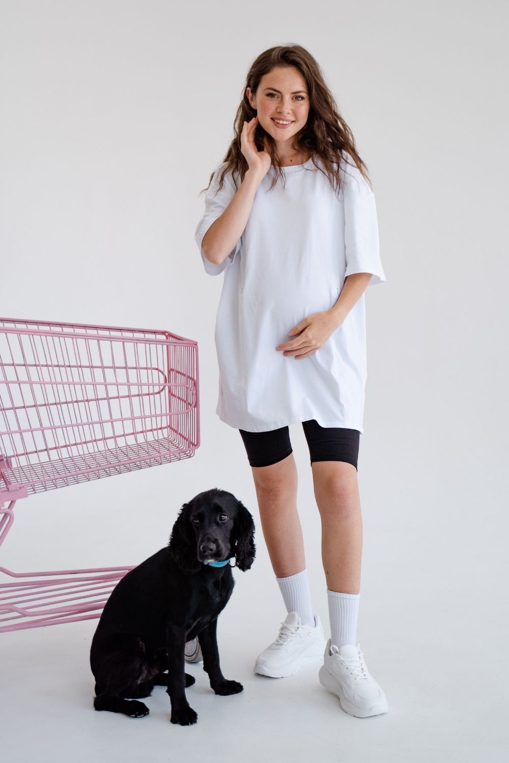 Maternity Oversized Extended-Length Basic Cotton T-shirt 4332041
