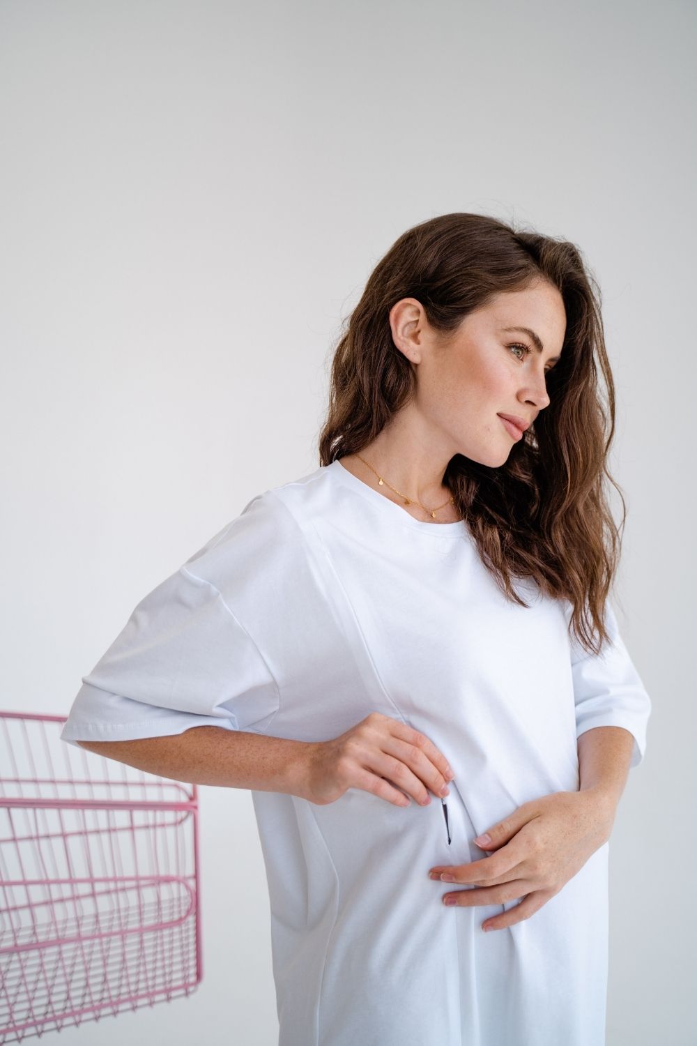 Maternity Oversized Extended-Length Basic Cotton T-shirt 4332041