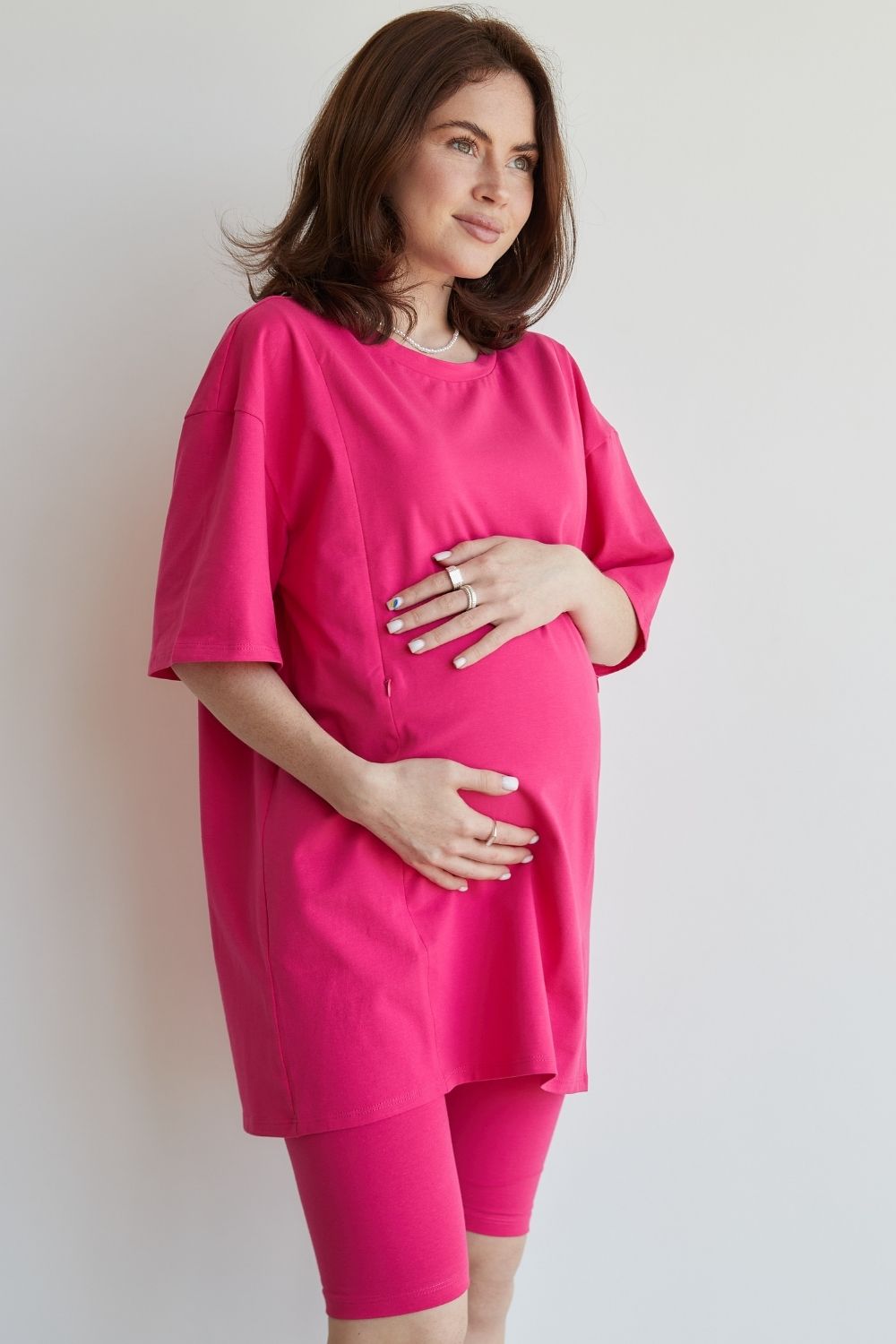 Maternity Oversized Extended-Length Basic Cotton T-shirt 4332041