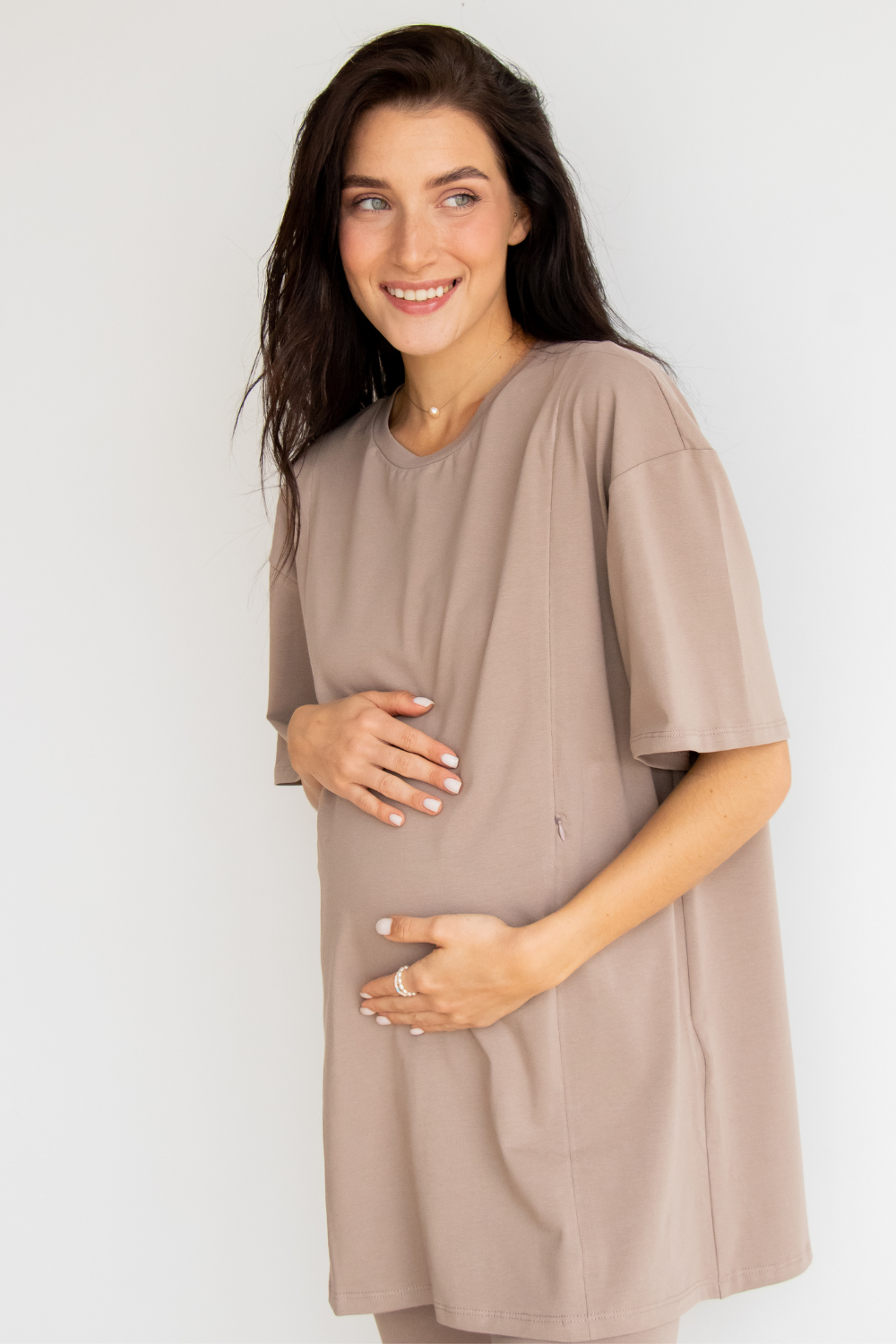 Maternity Oversized Extended-Length Basic Cotton T-shirt 4332041