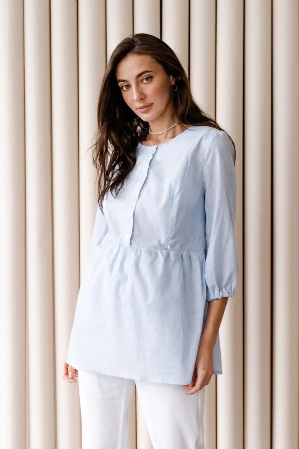Maternity Loose-Fit Cotton Blouse (Shirt) 4317737