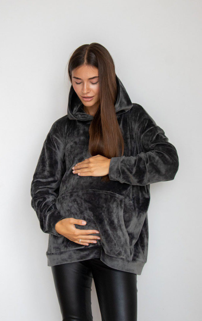 Warm Plush Hoodie for Pregnant and Nursing Moms 4460764