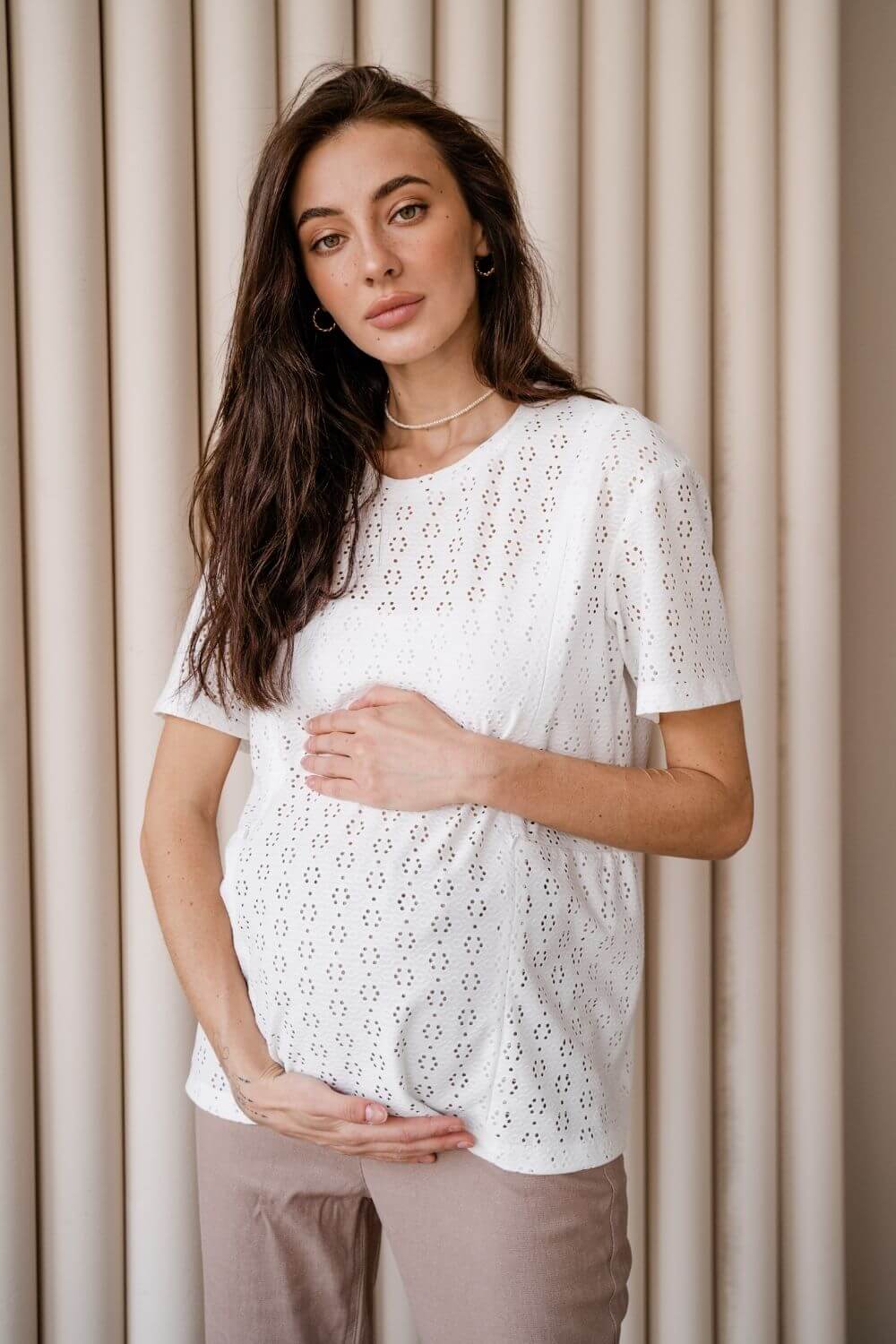 Maternity and Nursing Relaxed Silhouette Basic T-shirt 4234077